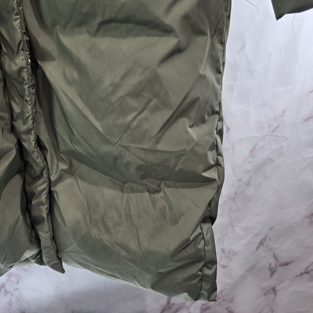 Jenni Kayne Down Coat Womens Medium Green Puffer Parka Hooded Long Midi - Picture 6 of 16